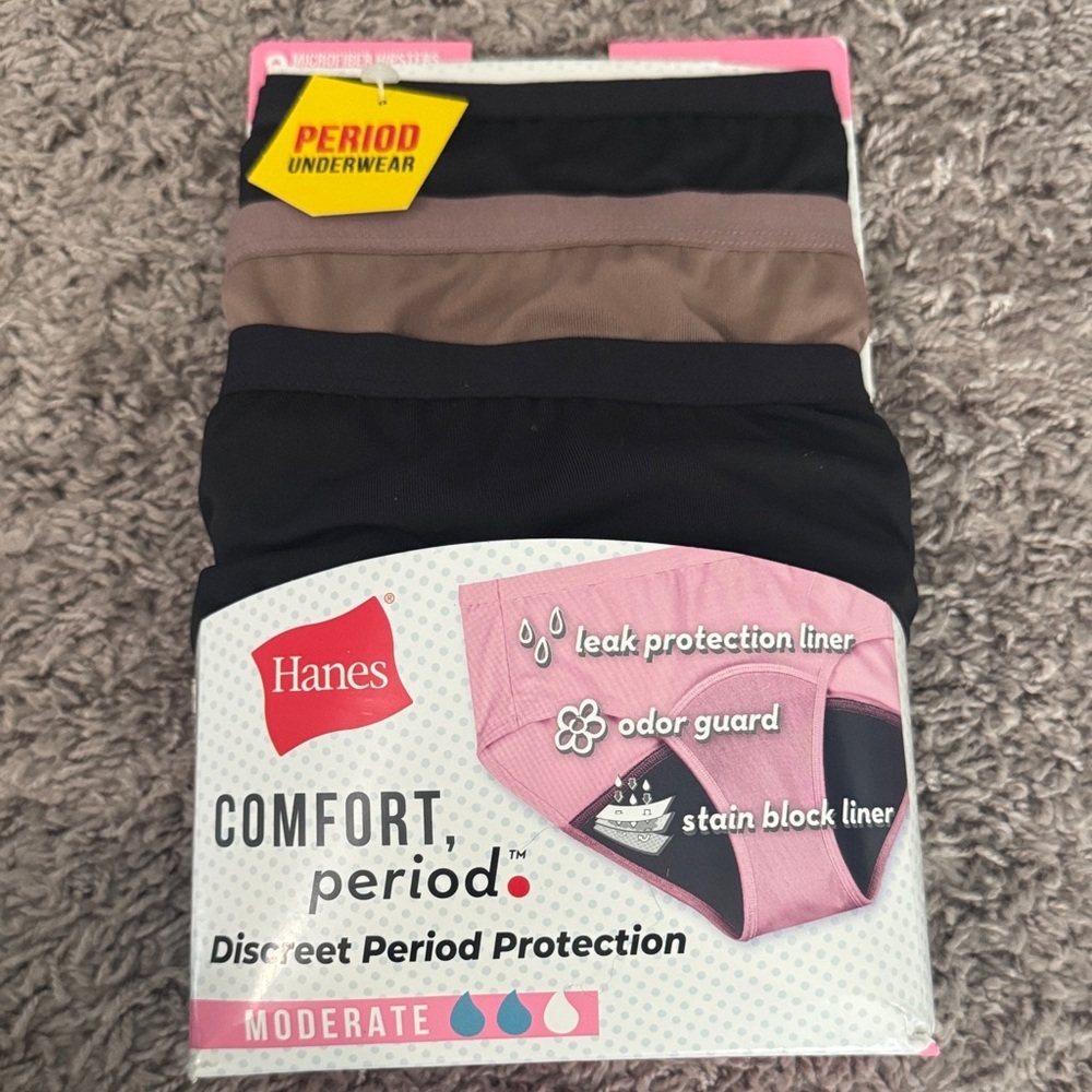Hanes Women's Period Briefs Pack - Black, Brown, Tan